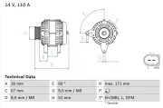 Generator 14 V BOSCH 0 986 045 320