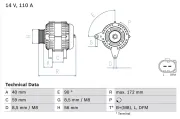 Generator 14 V BOSCH 0 986 045 330