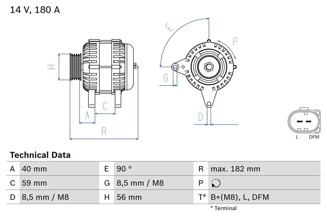 Generator 14 V BOSCH 0 986 045 340