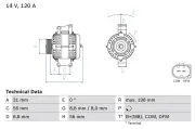 Generator 14 V BOSCH 0 986 045 380