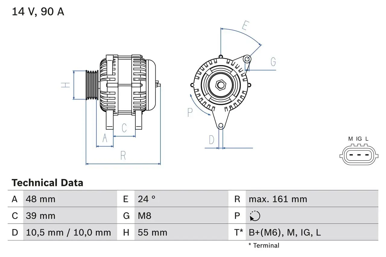 Generator 14 V BOSCH 0 986 045 861