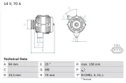 Generator 14 V BOSCH 0 986 045 891