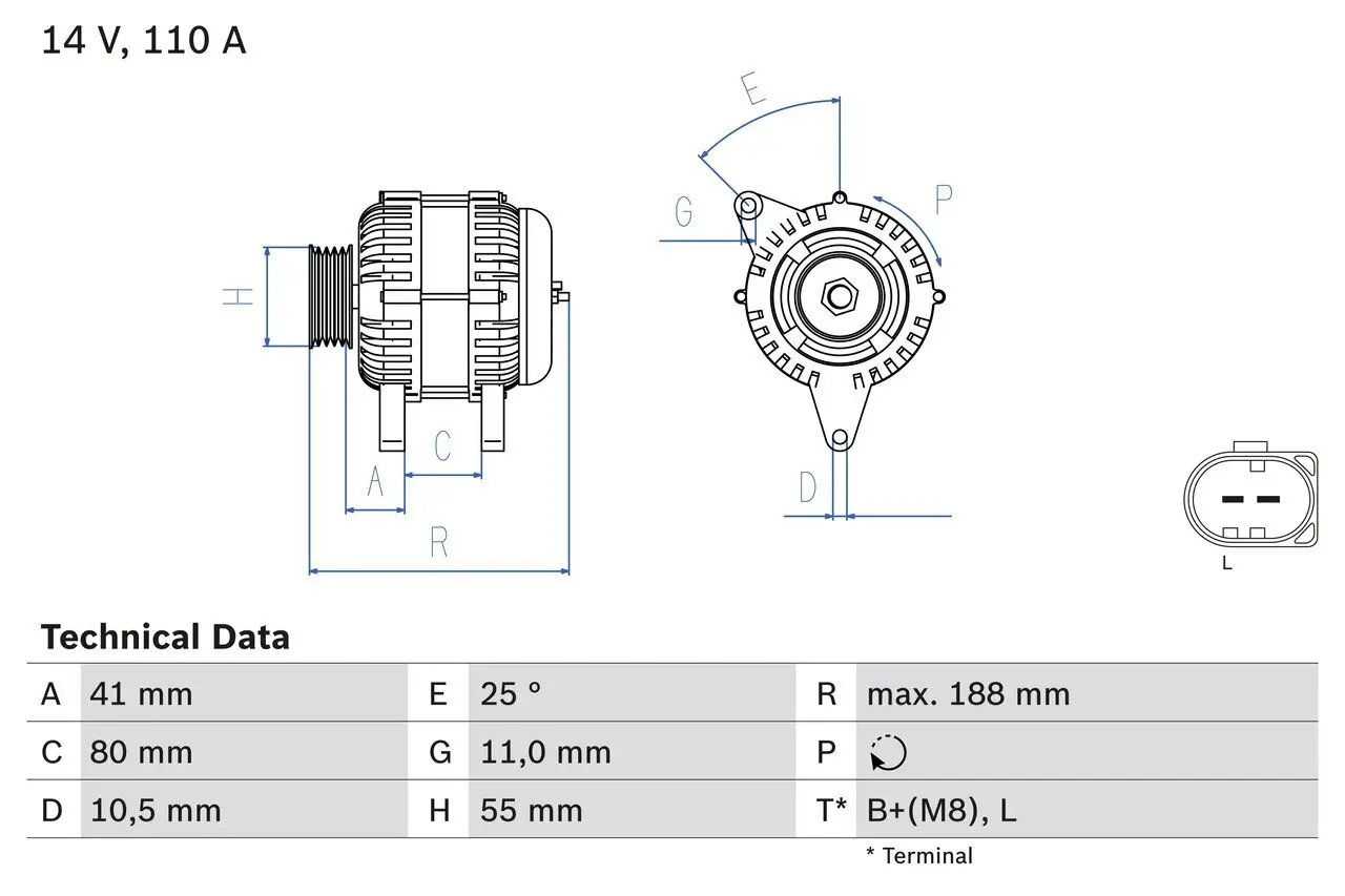 Generator 14 V BOSCH 0 986 046 060