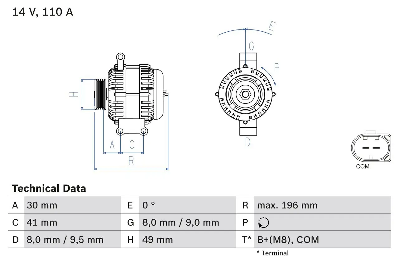 Generator 14 V BOSCH 0 986 046 130