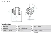 Generator 14 V BOSCH 0 986 046 140