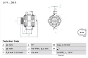 Generator 14 V BOSCH 0 986 046 160