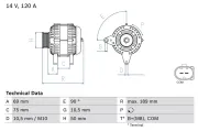 Generator 14 V BOSCH 0 986 046 170