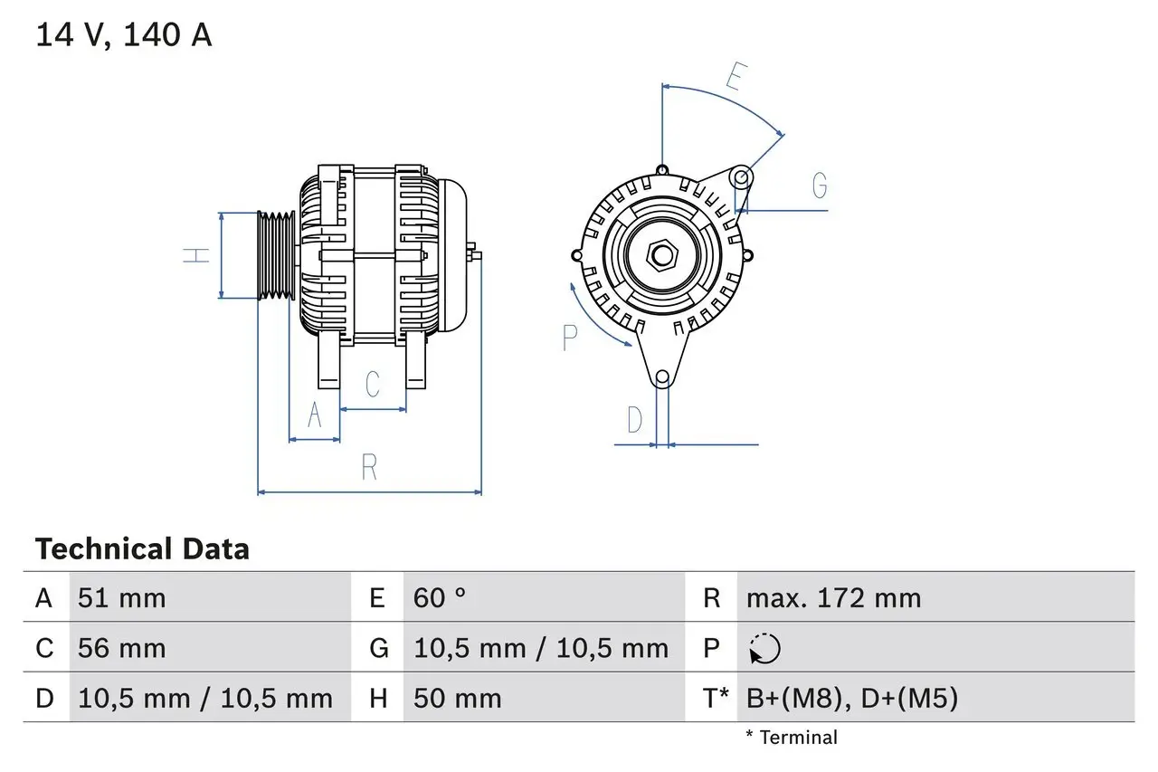 Generator 14 V BOSCH 0 986 046 230