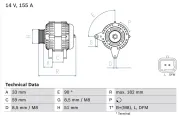 Generator 14 V BOSCH 0 986 046 250