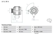 Generator 14 V BOSCH 0 986 046 440