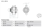 Generator 14 V BOSCH 0 986 047 150