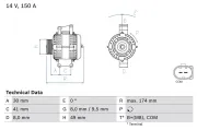 Generator 14 V BOSCH 0 986 047 240