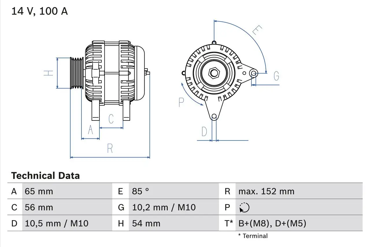 Generator 14 V BOSCH 0 986 047 270