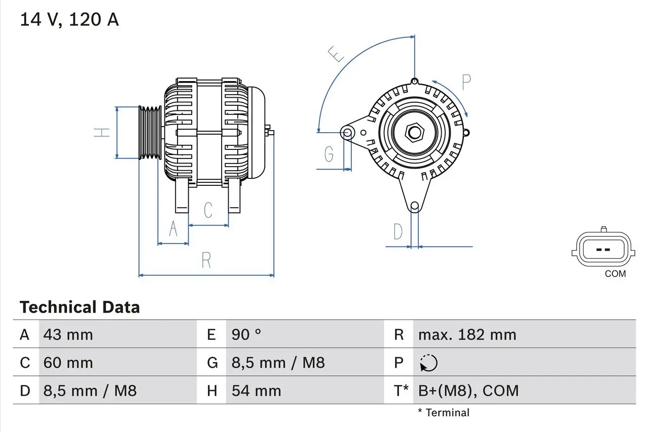 Generator 14 V BOSCH 0 986 047 340