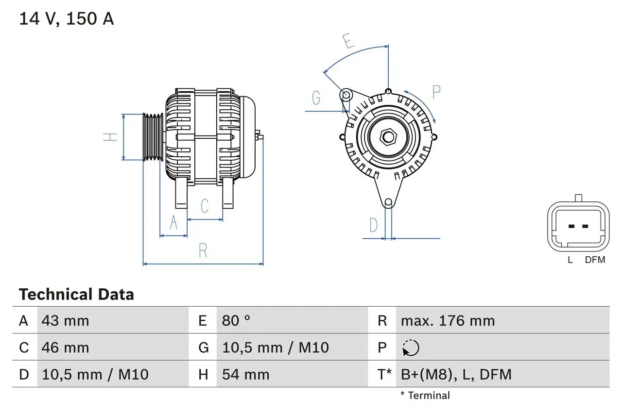 Generator 14 V BOSCH 0 986 047 360