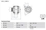 Generator 14 V BOSCH 0 986 047 380