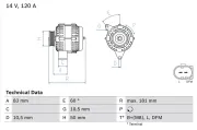 Generator 14 V BOSCH 0 986 047 530