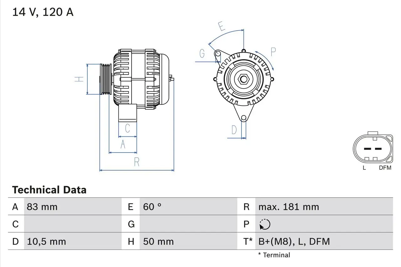 Generator 14 V BOSCH 0 986 047 540