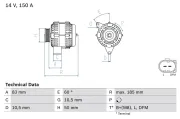 Generator 14 V BOSCH 0 986 047 560