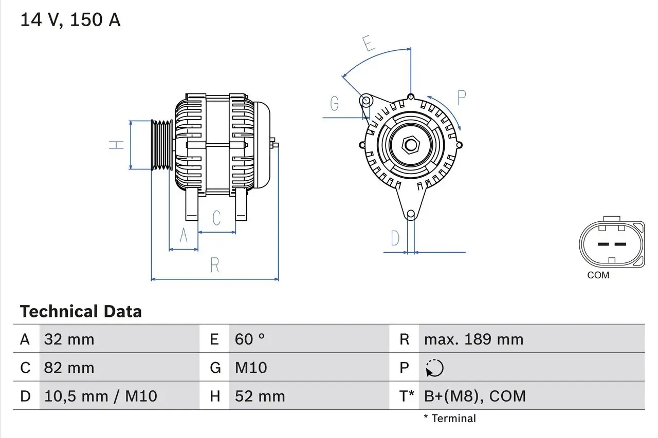 Generator 14 V BOSCH 0 986 048 090