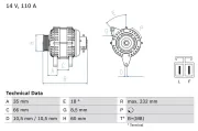 Generator 14 V BOSCH 0 986 048 301