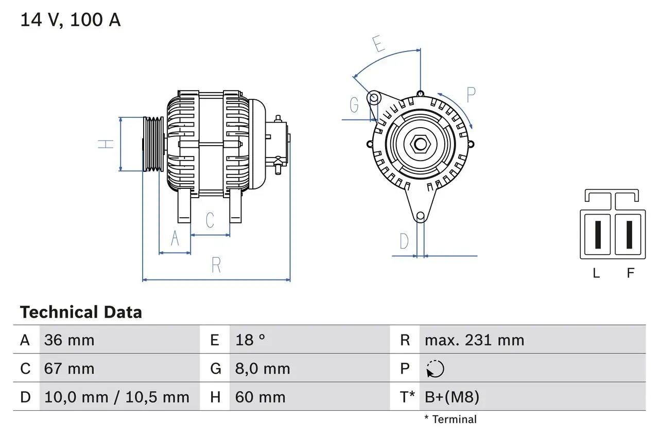 Generator 14 V BOSCH 0 986 048 320