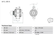 Generator 14 V BOSCH 0 986 048 350