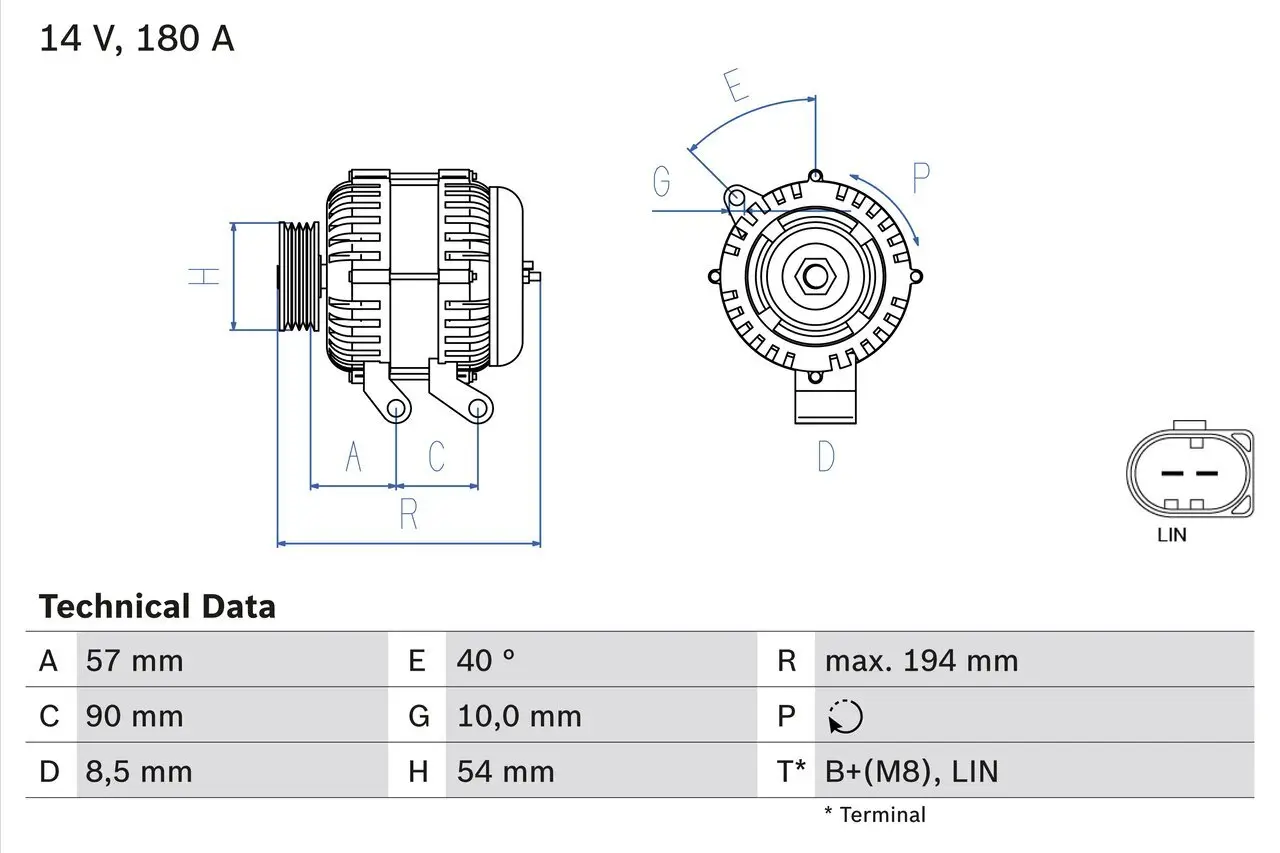 Generator 14 V BOSCH 0 986 048 400