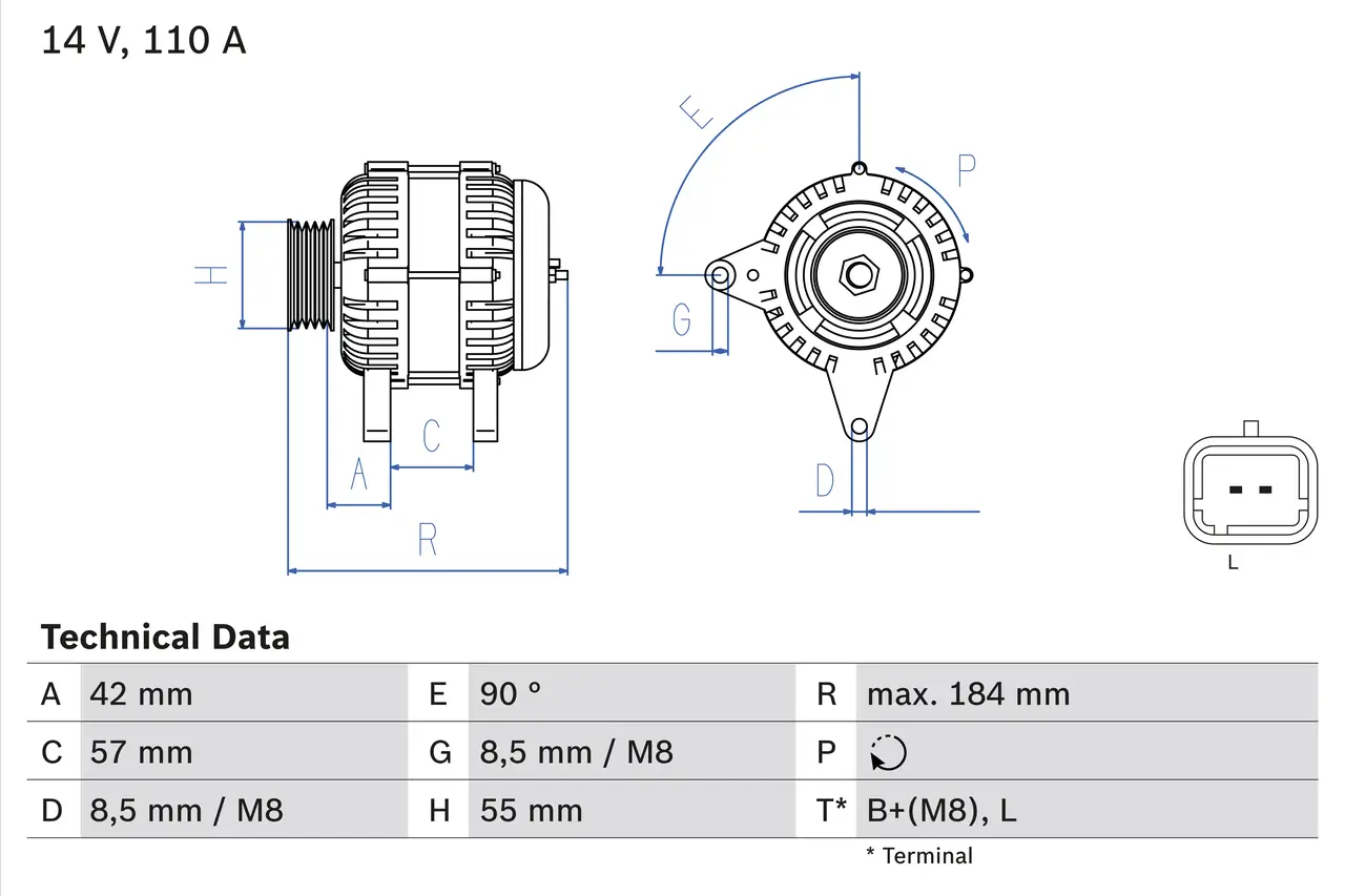 Generator 14 V BOSCH 0 986 048 611