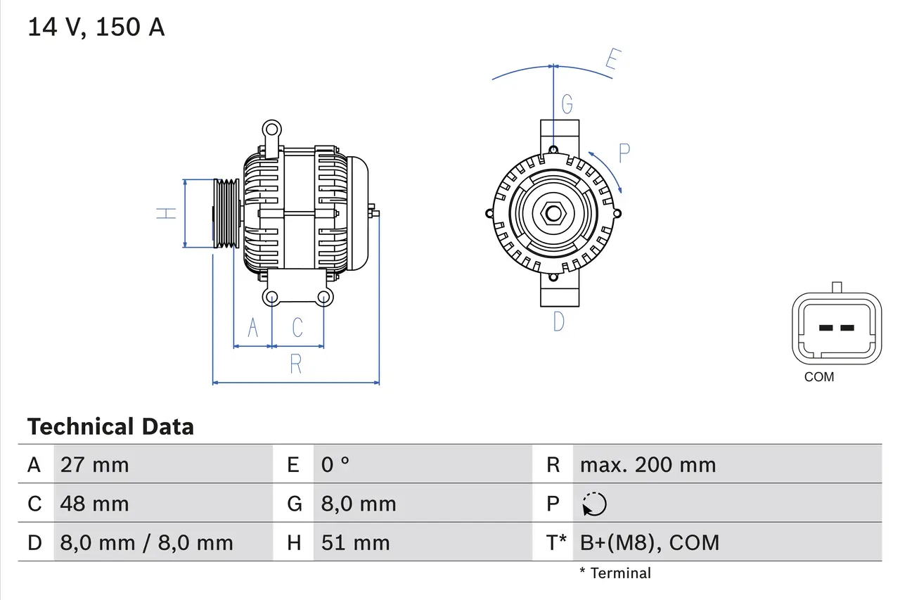 Generator 14 V BOSCH 0 986 048 740