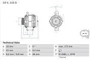 Generator 14 V BOSCH 0 986 048 750