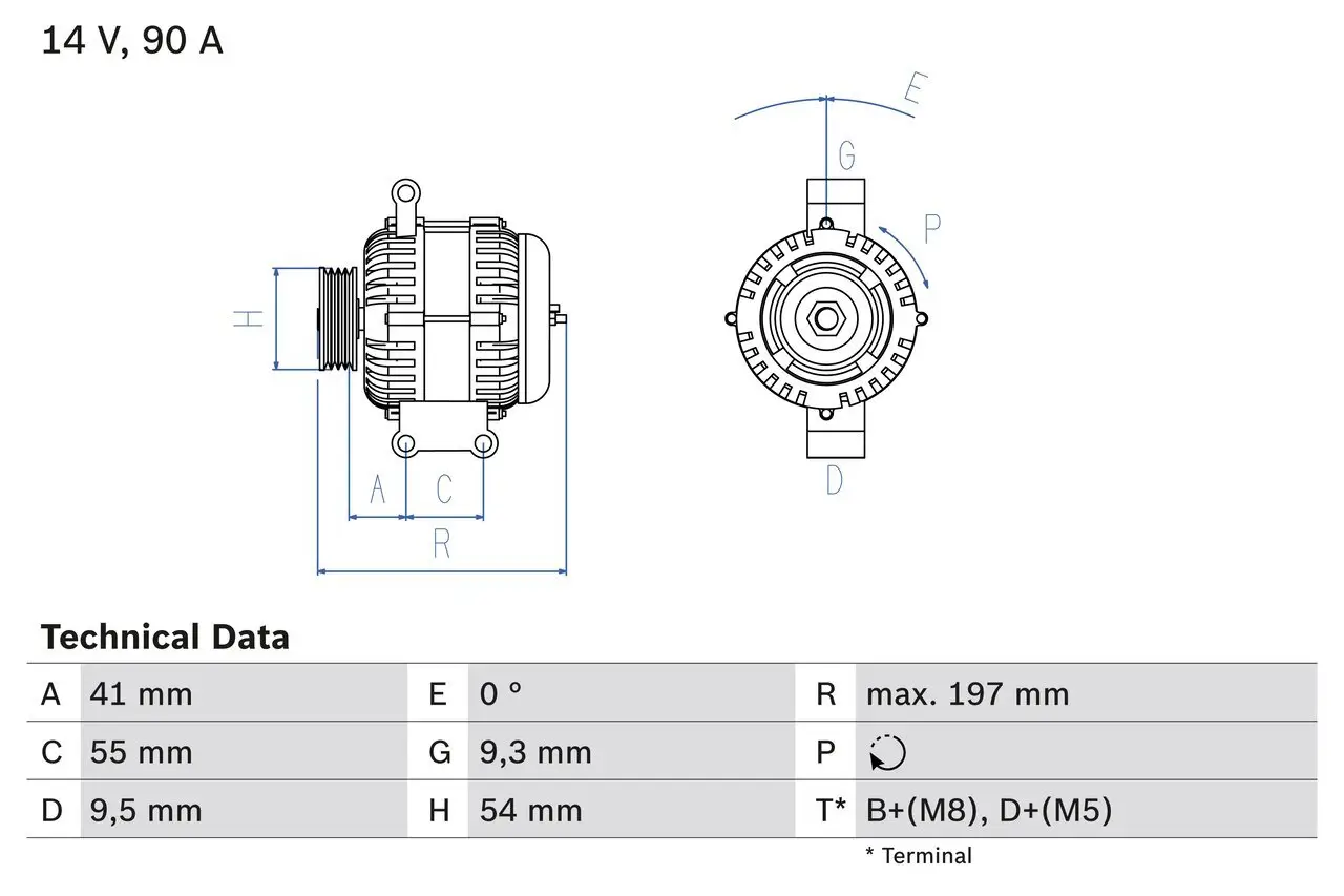 Generator 14 V BOSCH 0 986 048 771