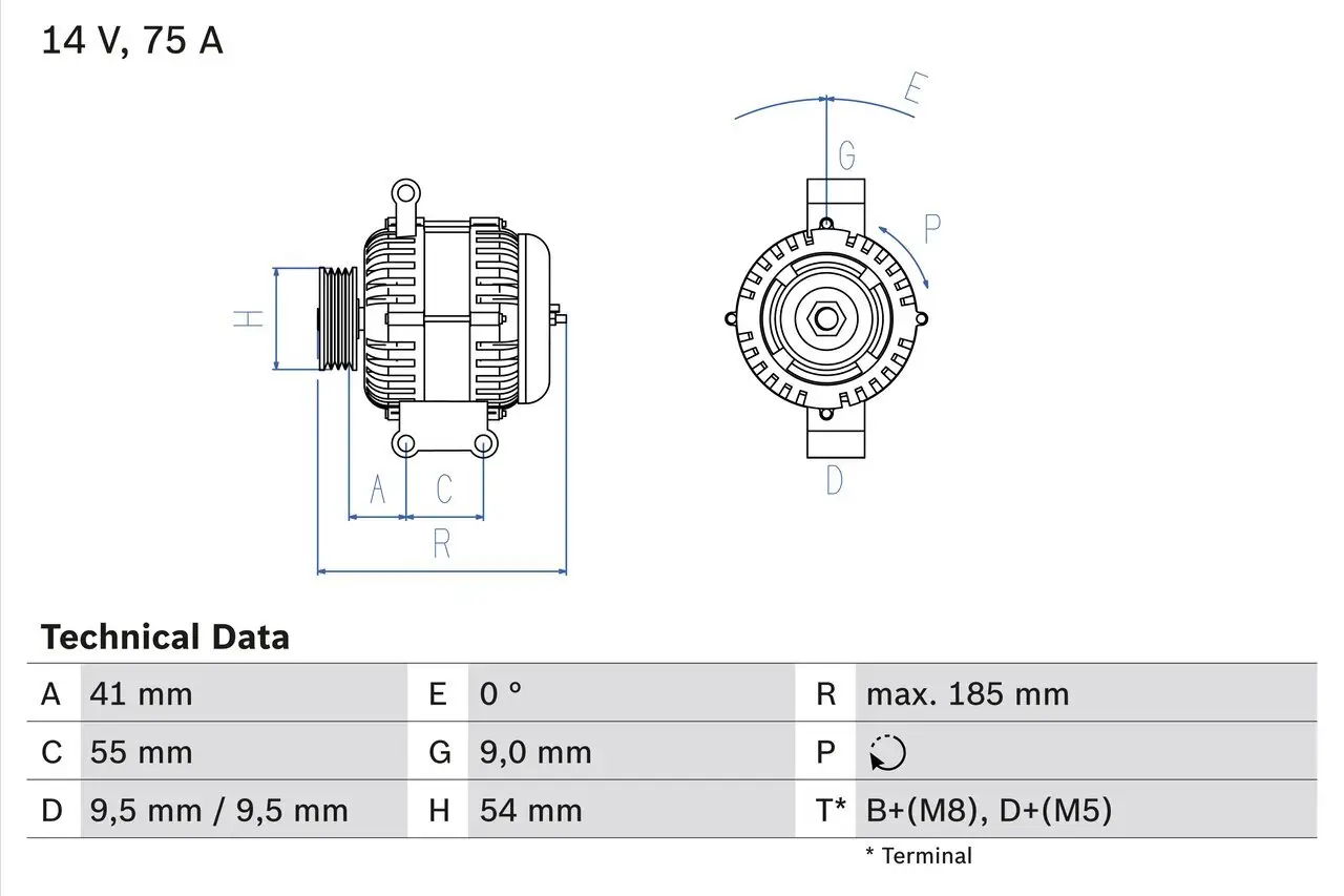 Generator 14 V BOSCH 0 986 048 781