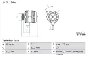 Generator 14 V BOSCH 0 986 048 801