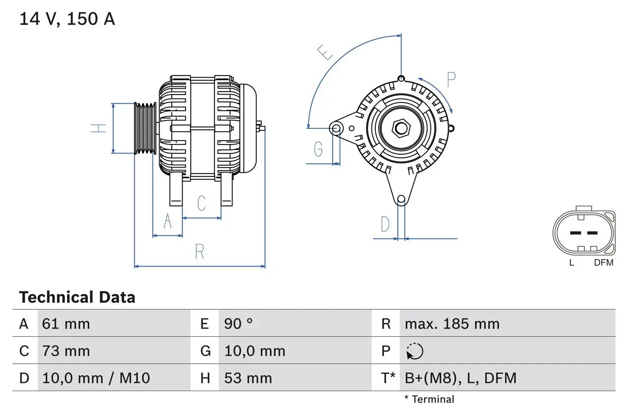 Generator 14 V BOSCH 0 986 048 921