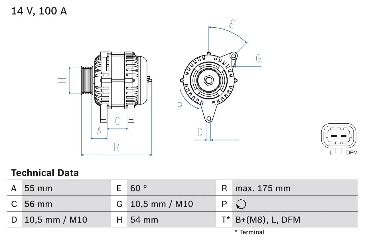 Generator 14 V BOSCH 0 986 049 020