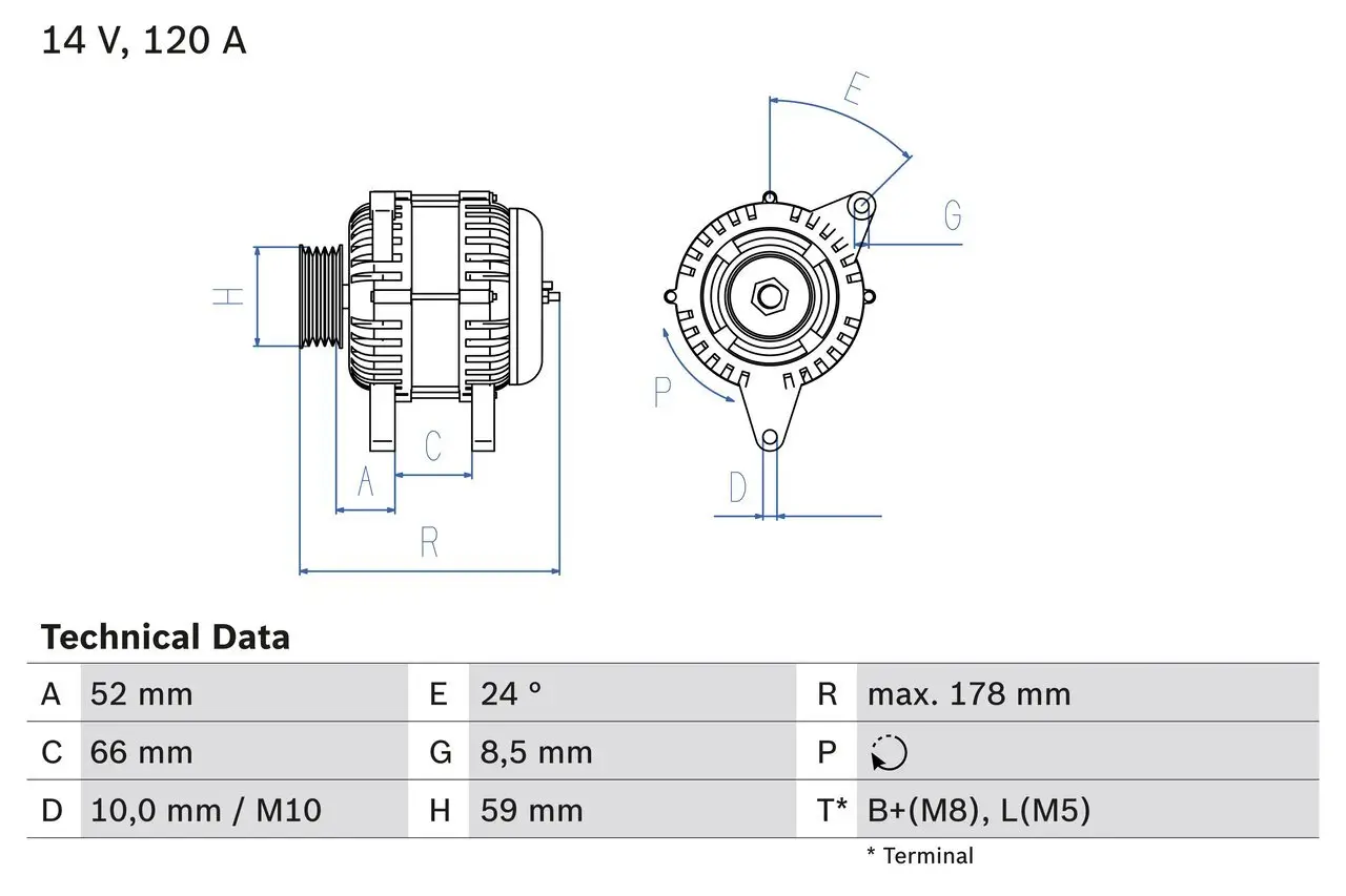 Generator 14 V BOSCH 0 986 049 061