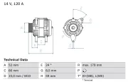 Generator 14 V BOSCH 0 986 049 061