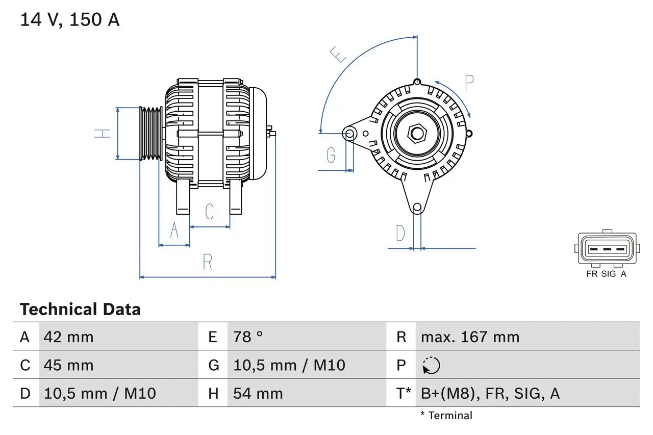 Generator 14 V BOSCH 0 986 049 071