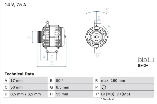 Generator 14 V BOSCH 0 986 049 081 Bild Generator 14 V BOSCH 0 986 049 081