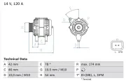 Generator 14 V BOSCH 0 986 049 091