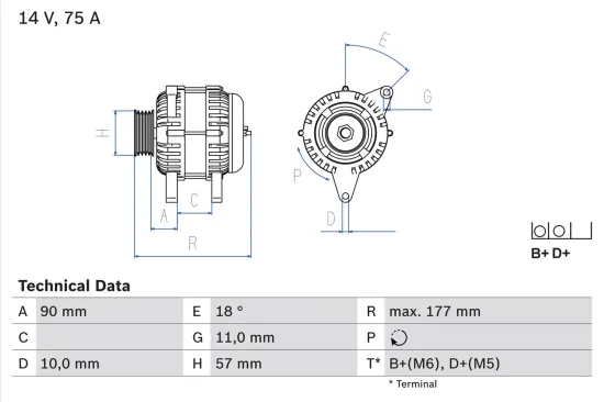 Generator 14 V BOSCH 0 986 049 131 Bild Generator 14 V BOSCH 0 986 049 131