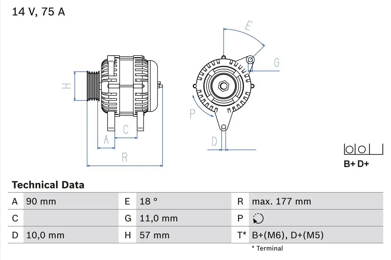 Generator 14 V BOSCH 0 986 049 131