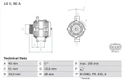 Generator 14 V BOSCH 0 986 049 141