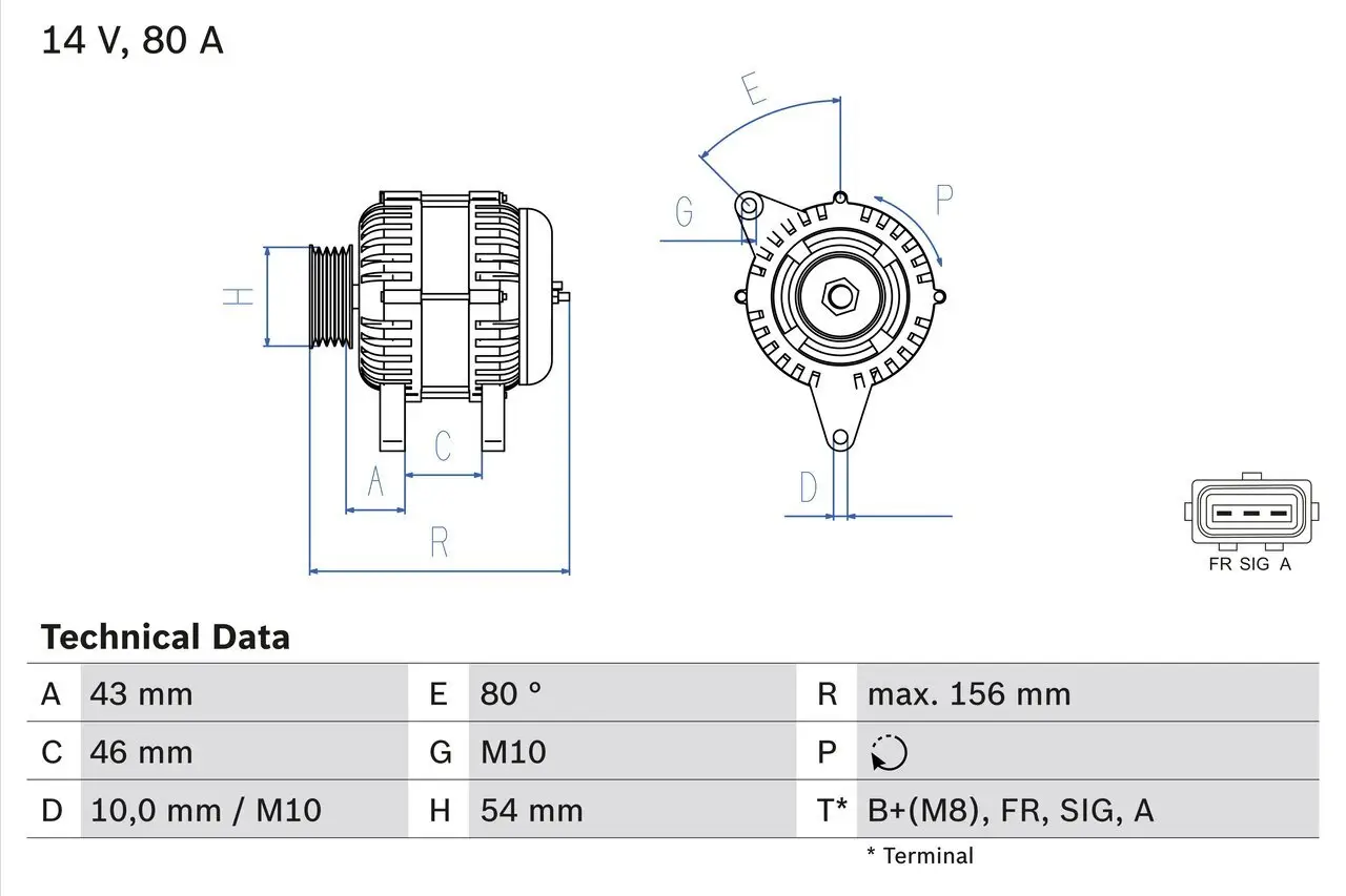 Generator 14 V BOSCH 0 986 049 151