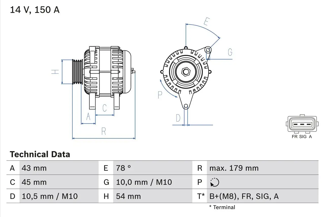 Generator 14 V BOSCH 0 986 049 161