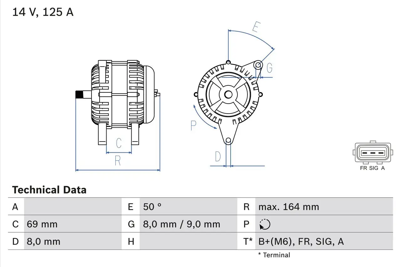 Generator 14 V BOSCH 0 986 049 181