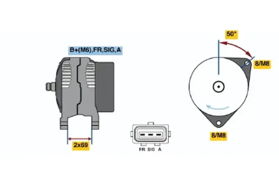 Generator 14 V BOSCH 0 986 049 181 Bild Generator 14 V BOSCH 0 986 049 181