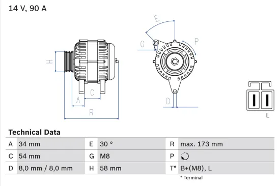 Generator 14 V BOSCH 0 986 049 191 Bild Generator 14 V BOSCH 0 986 049 191