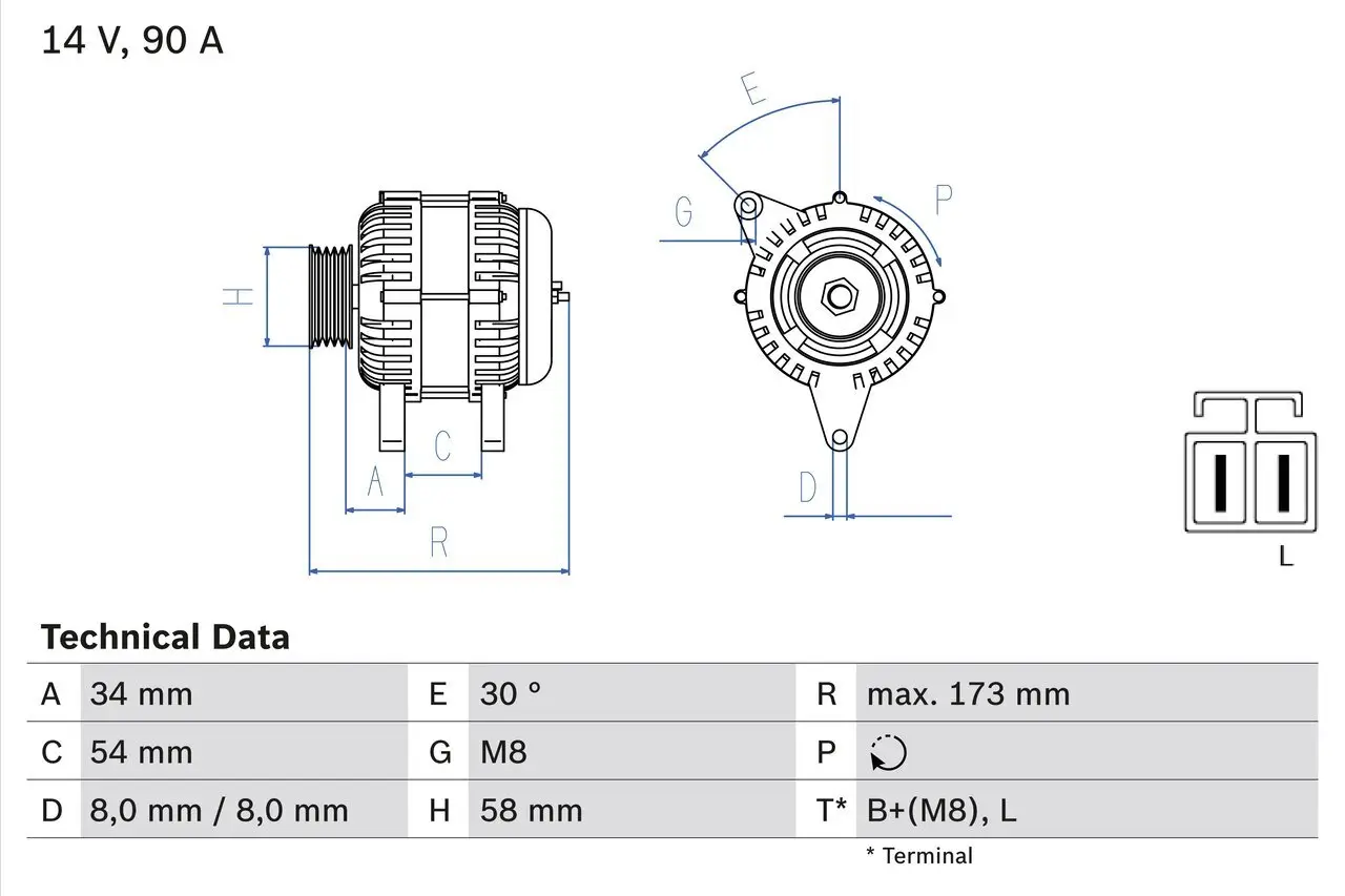 Generator 14 V BOSCH 0 986 049 191